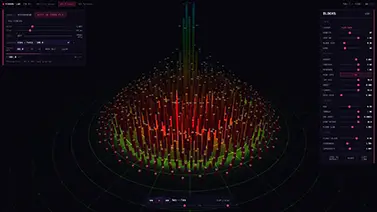 Signal Lab, showing a three-dimensional audio visualiser and its live controls